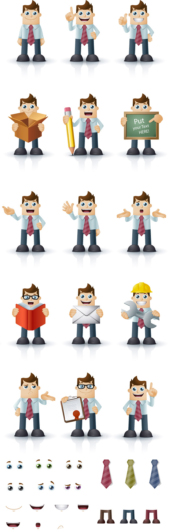 14 Cartoon Businessman Characters - Vector Characters