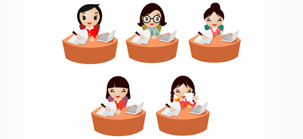 5 Women Characters working in an Office