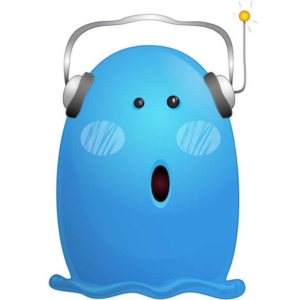Blue Monster Character with Headphones Preview Big
