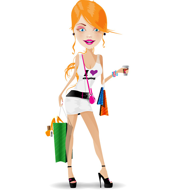 Shopping Girl Vector Character Preview