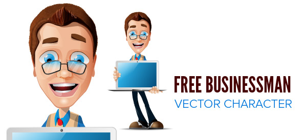 Free Businessman Vector Character with Glasses