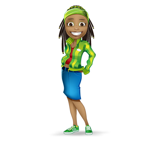 Afro-American Girl Vector Character Preview
