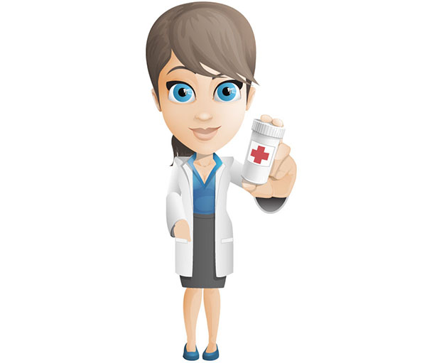 Female Doctor Vector Character Holding Pills