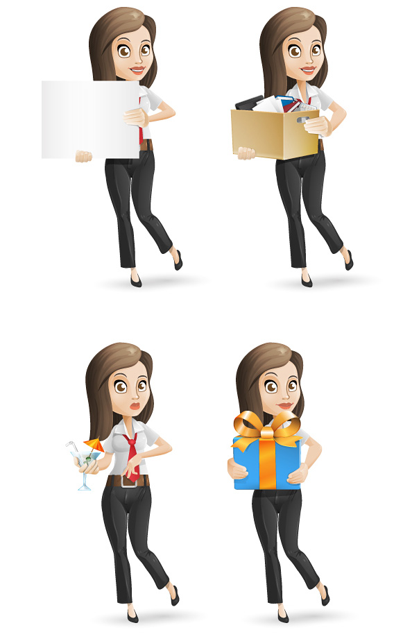 Businesswoman Vector Character Set