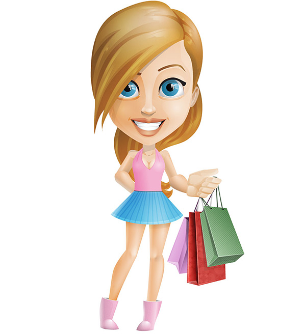 Shopping Girl Vector Character