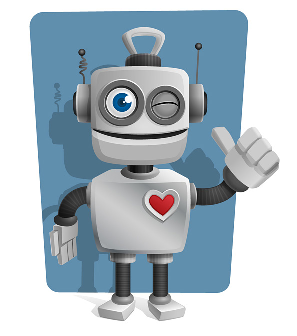 Robot Vector Character with Thumbs Up Preview