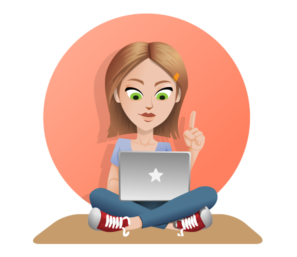 Free Vector Girl With Laptop - Vector Characters