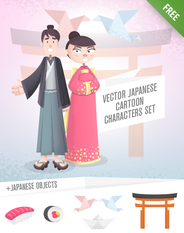 Vector Japanese Cartoon Characters - Vector Characters