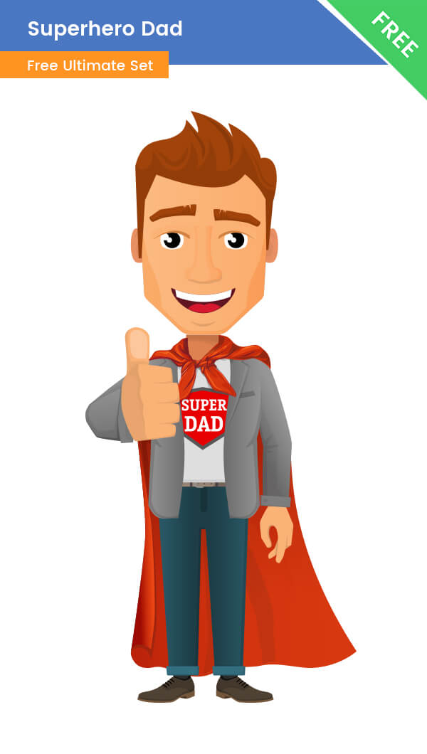 Superhero Dad Clipart - Vector Characters