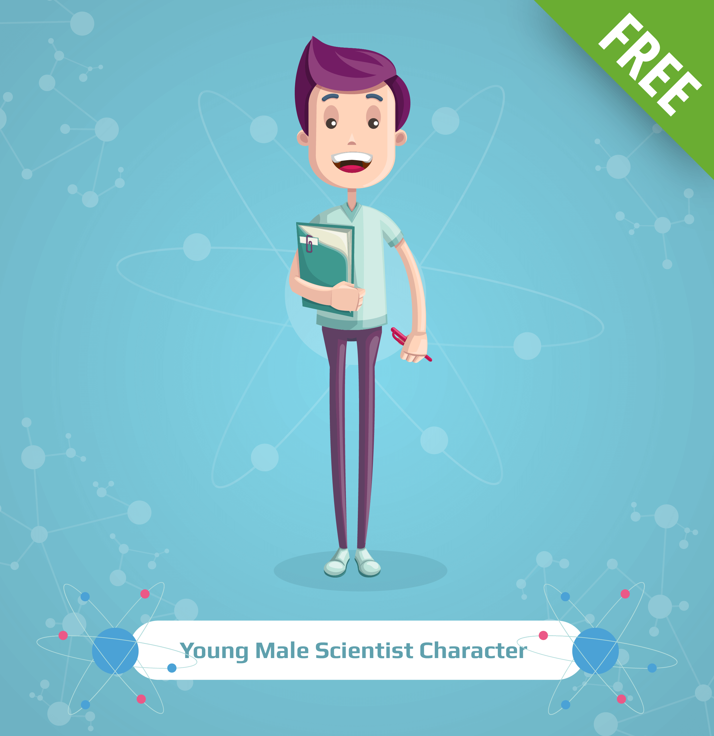 Cartoon Scientist Characters Set - Vector Characters