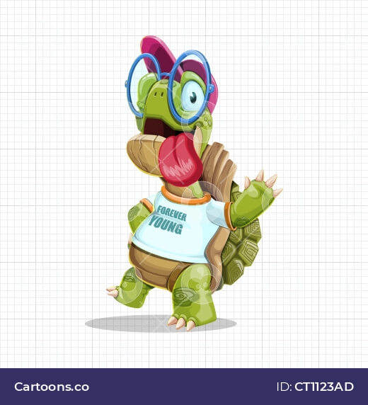 Old Turtle With Glasses Vector Cartoon Character - Vector Characters