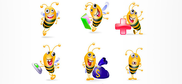 6 Bee Vector Characters