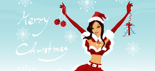 Beautiful Vector Girl Character in Christmas Style