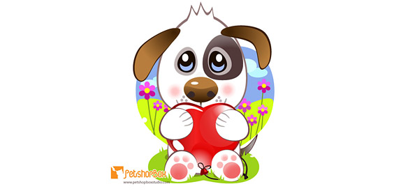 Puppy Vector Character holding a Heart