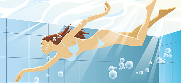 Swimming Woman Vector Illustration