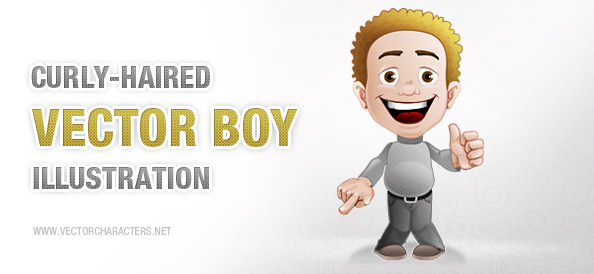 Curly-Haired Boy Vector Character
