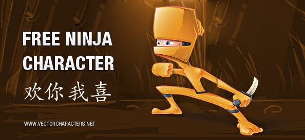 Orange Ninja Vector Character