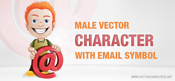 Male Vector Character with Email Symbol