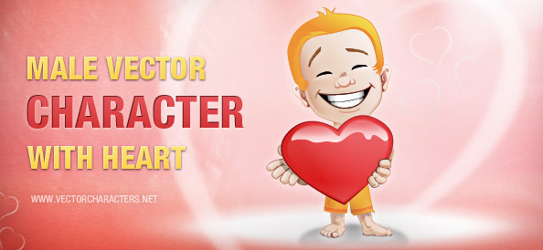 Male Vector Character with a Heart