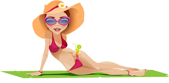 Free Vector Girl on the Beach Preview
