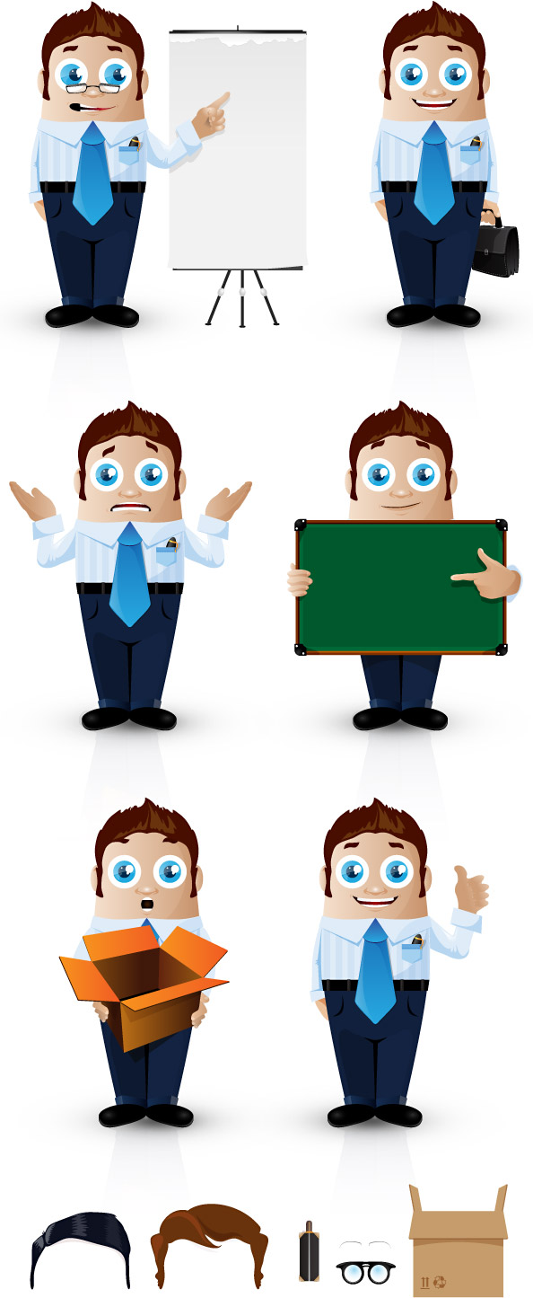 Vector Businessman Characters in 6 Postures