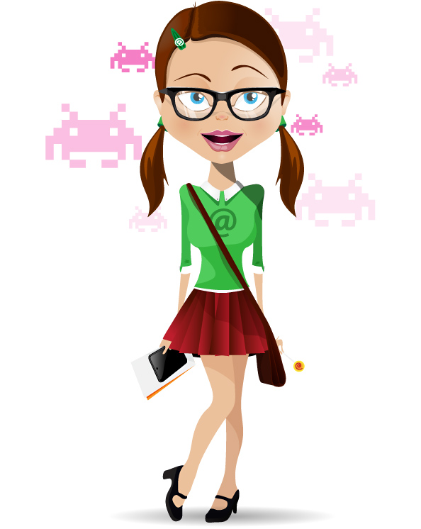 Geek Girl Vector Character Preview Big