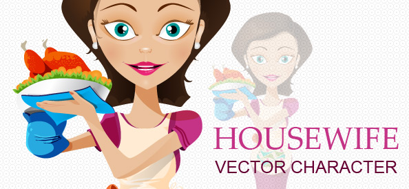 Housewife with  an Apron Vector Character