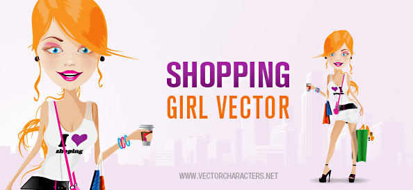 Attractive Shopping Girl Vector Character