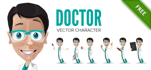 Doctor Vector Character in 6 Poses
