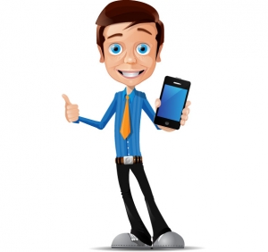 Businessman with a Phone Vector - Vector Characters