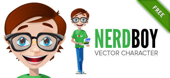 Nerd Vector Character in 3 Colors