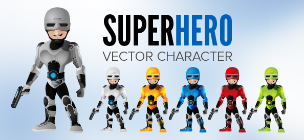 Robot Superhero Vector Character