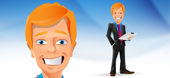 Smiling Businessman Vector Character