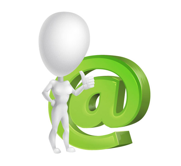 3D Girl with a Green Email Symbol Preview
