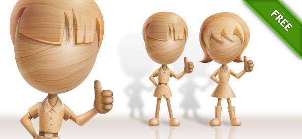 3D Vector Characters made of Wood