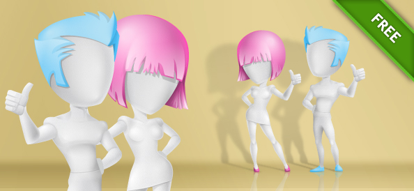 3D Vector Characters with Modern Hairstyles