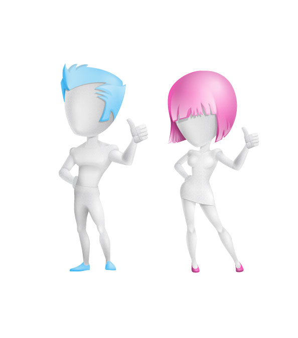 3D Vector Characters with Modern Hairstyles Preview