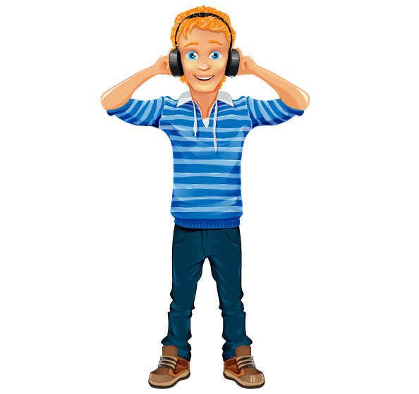Boy Vector Character with Headphones Preview