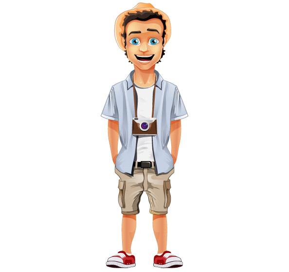 Male Vector Character with Hat and Camera Preview