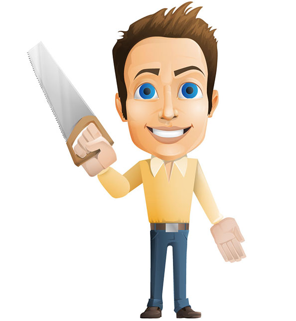 Casual Guy Vector Holding Saw