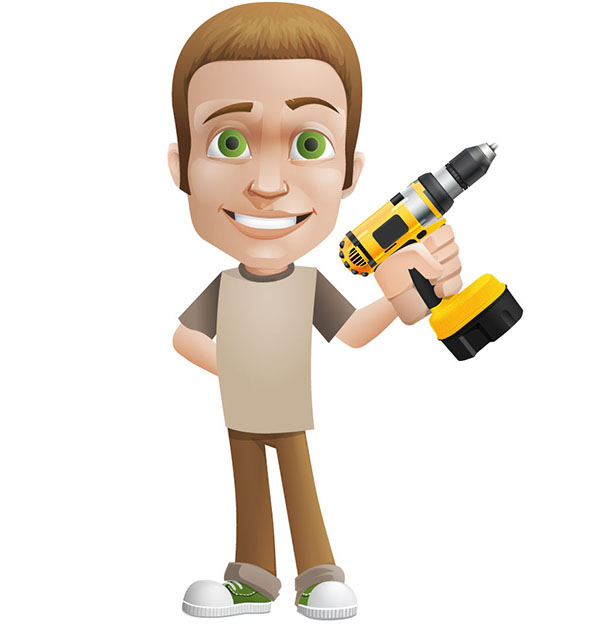 Vector Man Holding a Drill