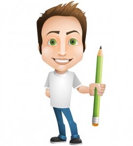 Vector Man Holding A Pencil - Vector Characters