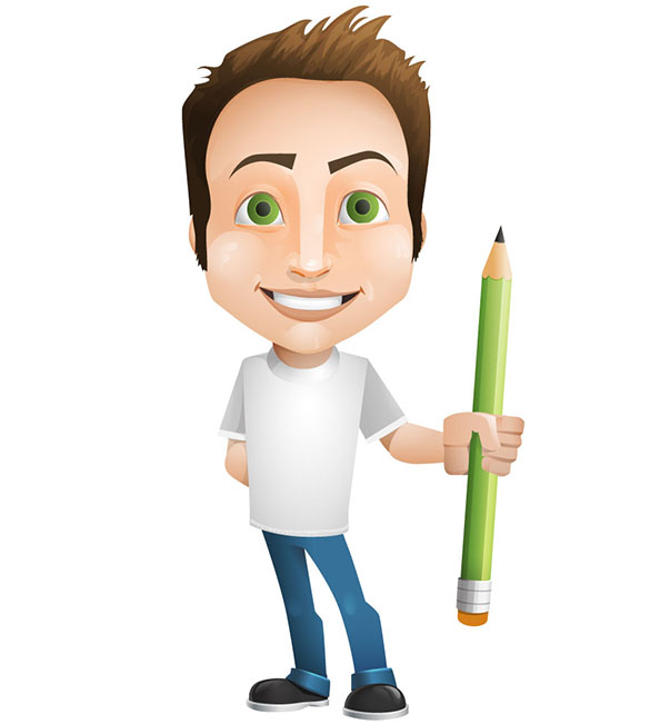 Vector Man Holding a Pencil