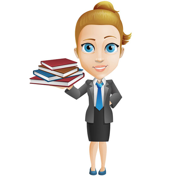 Vector Woman Character Holding Book