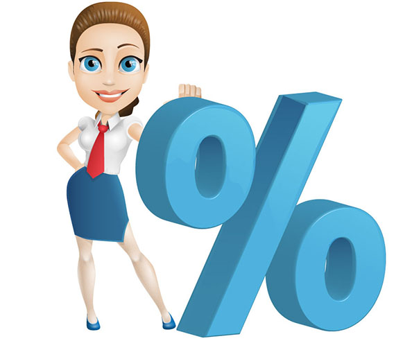 Vector Woman Character with Percent Symbol