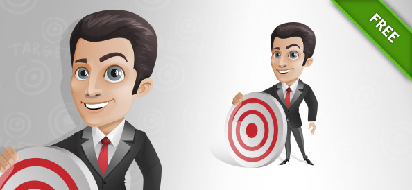 Free Businessman Vector Character Holding a Target