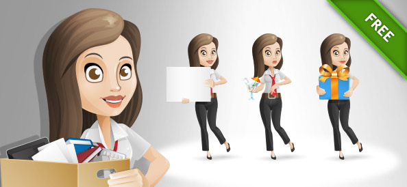 Business Woman Vector Character Set