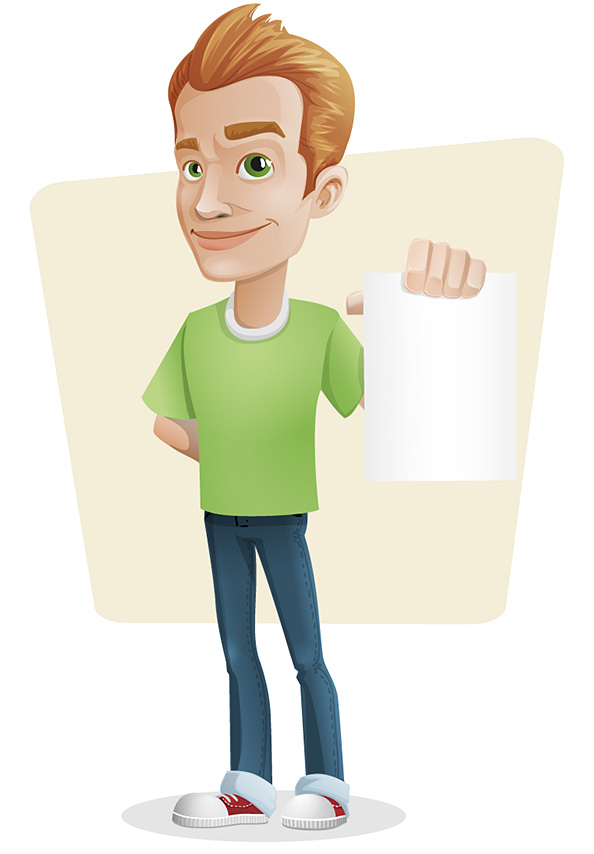 Casual Guy Vector Character Holding a Note