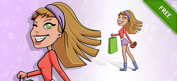 Free Shopping Girl Vector Character