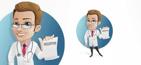 Doctor Vector Character Holding a Prescription